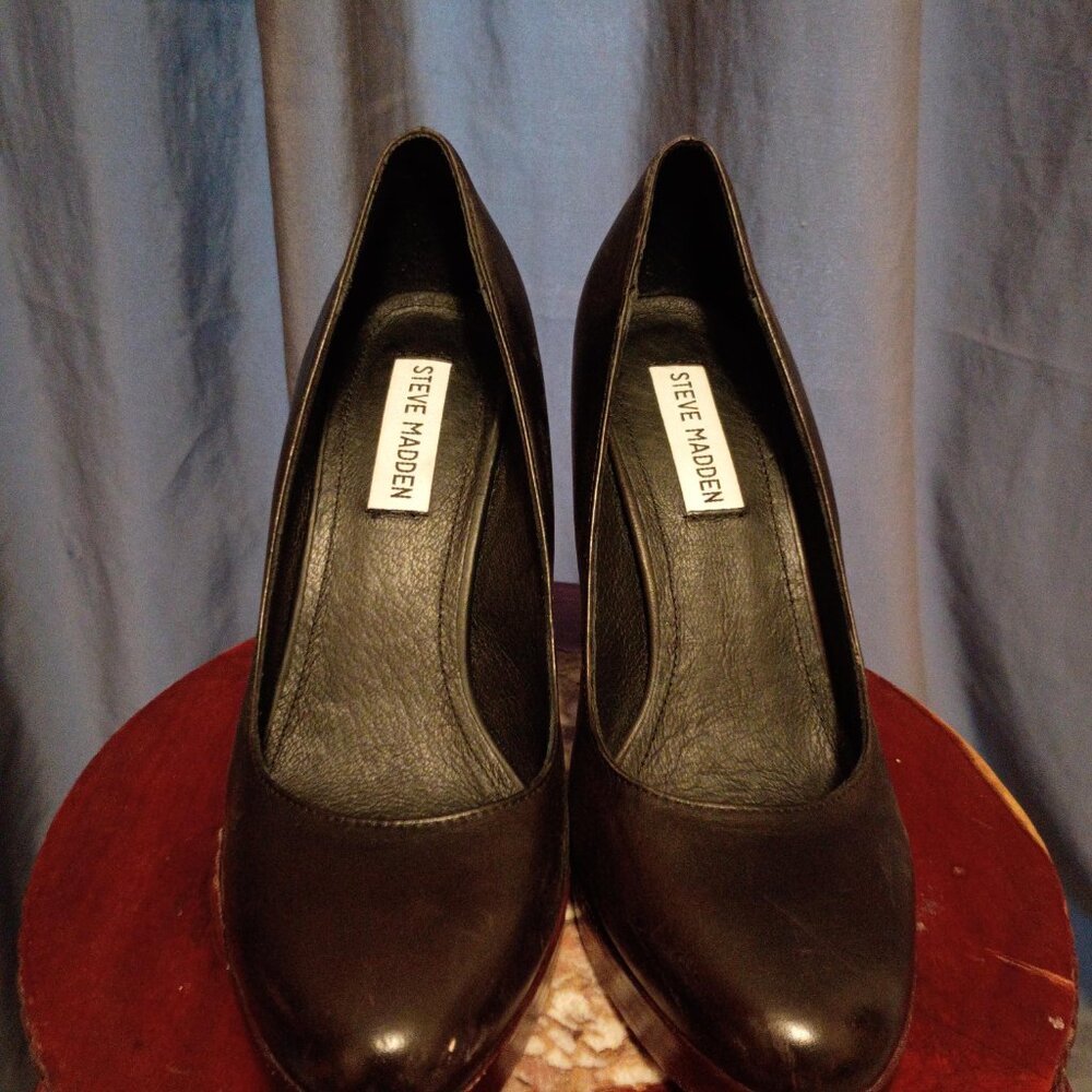 Steve Madden Risque Brown Leather Women's Platform Heels Size 7M 4" Heel - Picture 5 of 9